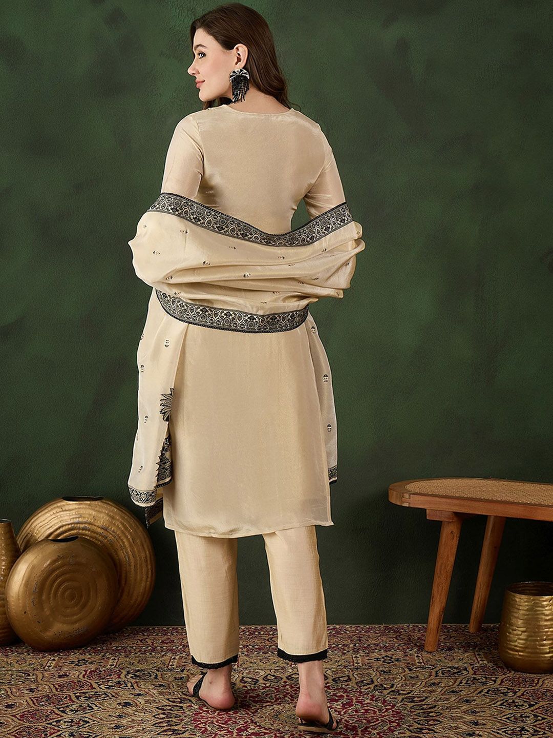 Sangria Embroidered Kurta & Trouser With Dupatta