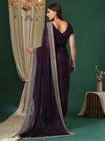 Thumbnail for NOZ2TOZ Women's Georgette Magenta Embroidered Designer Saree With Blouse Piece - Distacart