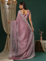 Thumbnail for NOZ2TOZ Women's Organza Mauve Embroidered Designer Saree With Blouse Piece - Distacart