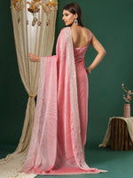 Thumbnail for NOZ2TOZ Women's Organza Pink Embroidered Designer Saree With Blouse Piece - Distacart