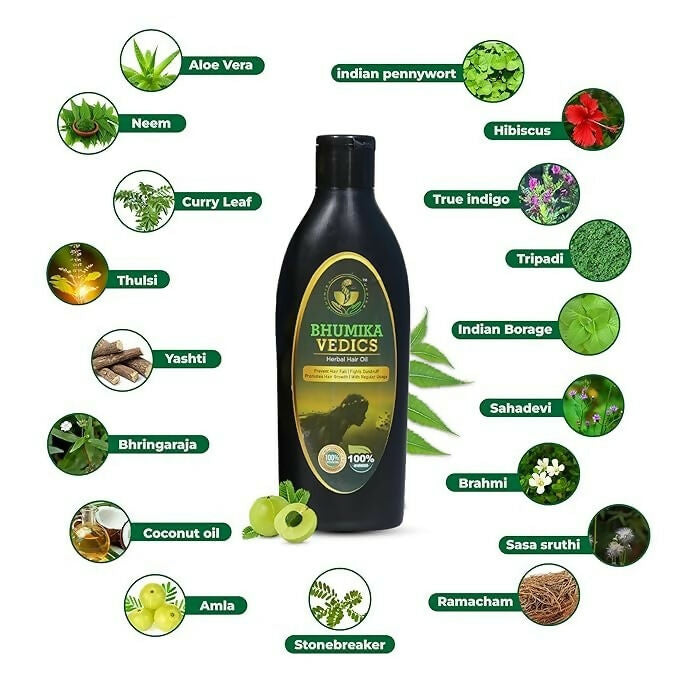 Bhumika Vedics Herbal Hair Oil For Men & Women - Distacart