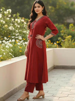 Thumbnail for Miravan Womens Brown Straight Kurta Set - Dista