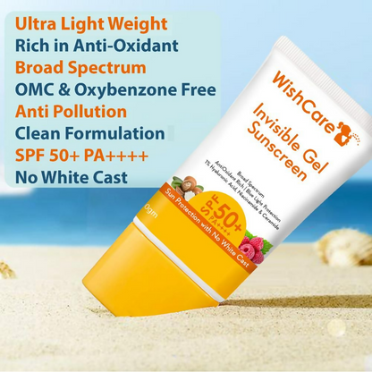 WishCare Invisible Gel SPF50 Ceramide Sunscreen - PA++++ - Distacart