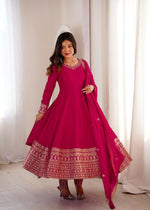 Thumbnail for Teeya Creation Rani Color Vichitra Silk Embroidery Work Party Wear Long Gown - Distacart