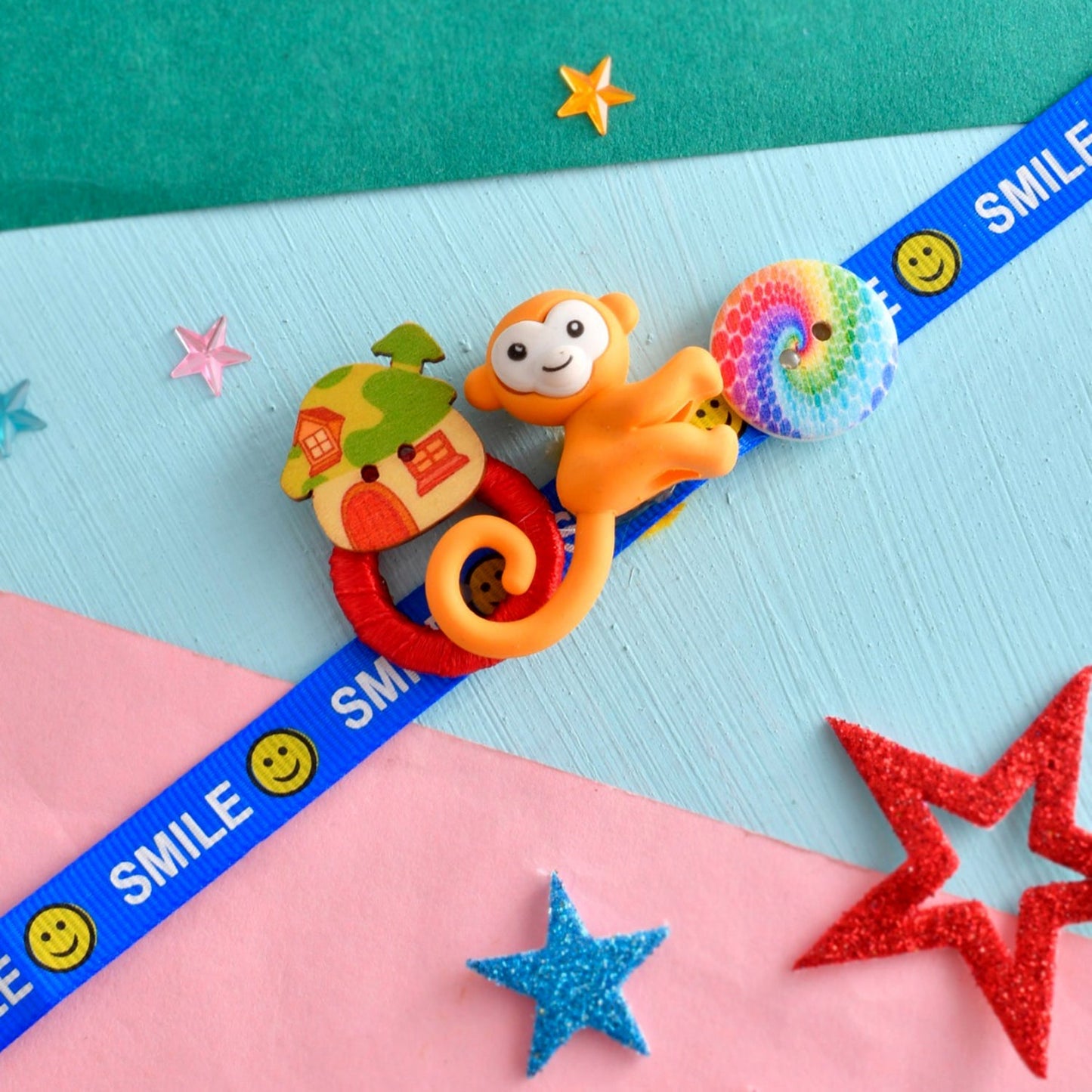 trueBrowns X Voylla Colourful Monkey And Pinwheel Kids Rakhi For Kids - Distacart