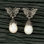 Thumbnail for Joban Fashion Women Brass Silver Black Ad Earrings - Distacart