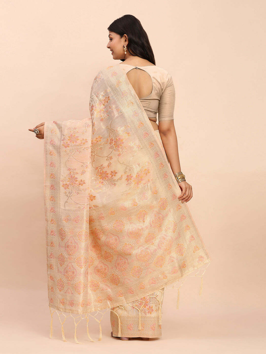 Astita Linen Cotton Off White Saree