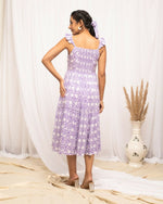 Thumbnail for FIORRA Women's Lavender Cotton Floral Printed Dress - Distacart
