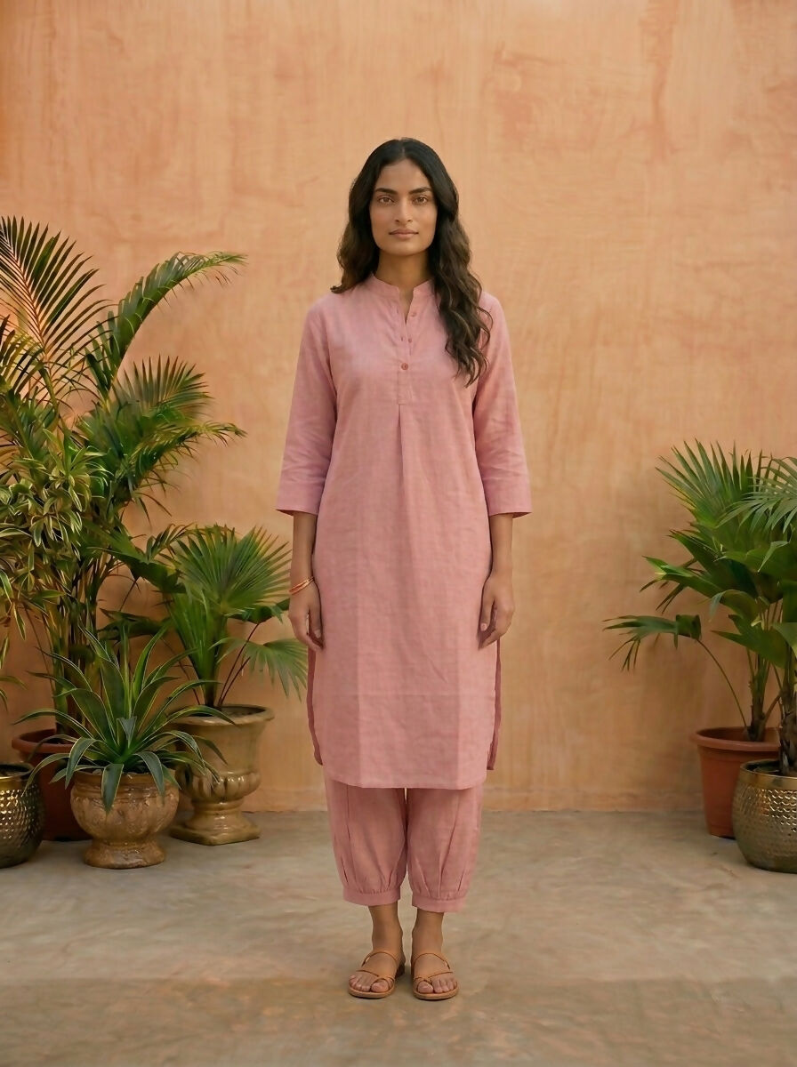 Gharana India Aira Peach Cotton Co-ord Set - Dista