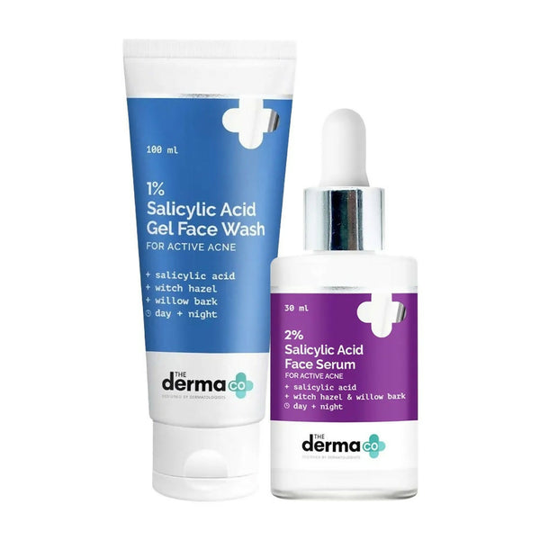 The Derma Co Anti-Acne Regimen Combo - 1% Salicylic Acid Gel Face Wash (100 ml) + 2% Salicylic Acid Serum - Distacart