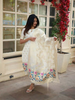 Thumbnail for The52 White Women's Beautiful Viscose Jacquard Fabric Printed Work Straight Kurta Pant and Dupatta Set - Distacart
