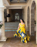 Thumbnail for Preksha Creation Women Yellow Heavy Georgette Gown - Distacart
