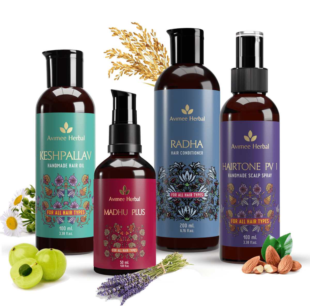 Avimee Herbal Anti Hair Fall Kit - Controls Hair Fall and Nourishes Hair Root, With Rosemary, Amla, Methi & Bhringraj - Distacart