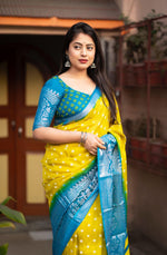 Thumbnail for Lemon Jute Silk Printed Saree with Unstitched Blouse - Hiral Fashion - Distacart