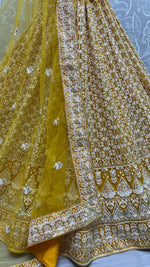 Thumbnail for Jyoti Fashion Women's Yellow Bridal Net Fancy Sequins with Multi Thread Embroidered Wedding Lehenga Choli - Distacart