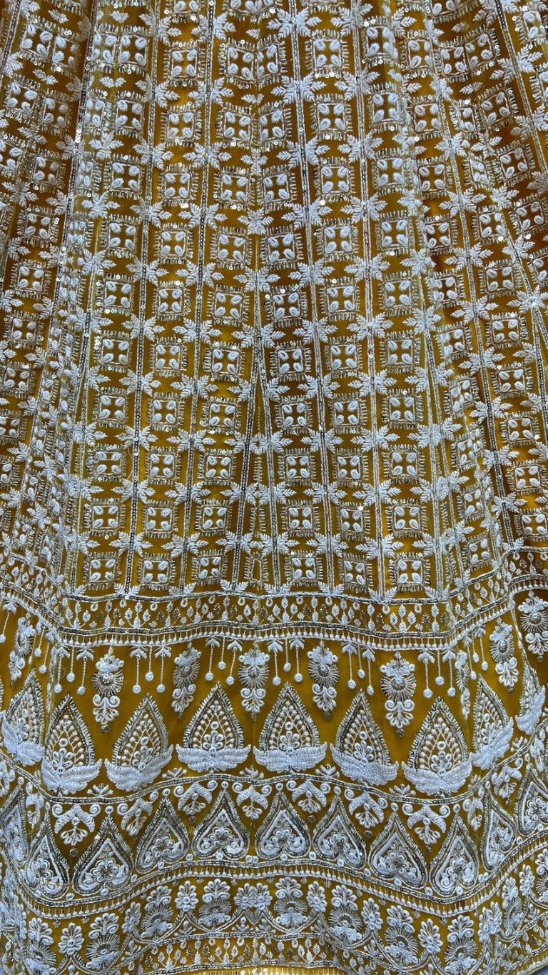 Jyoti Fashion Women's Yellow Bridal Net Fancy Sequins with Multi Thread Embroidered Wedding Lehenga Choli - Distacart