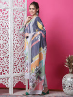 Thumbnail for Jyoti Fashion Women's Multicolor Cotton Geometric Digital Print with Jari & Crystal Kurta with Trouser & Dupatta - Distacart