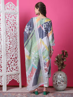 Thumbnail for Jyoti Fashion Women's Multicolor Cotton Geometric Digital Print with Jari & Crystal Kurta with Trouser & Dupatta - Distacart