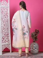 Thumbnail for Jyoti Fashion Women's Multicolor Cotton Geometric Digital Print with Jari & Crystal Kurta with Trouser & Dupatta - Distacart
