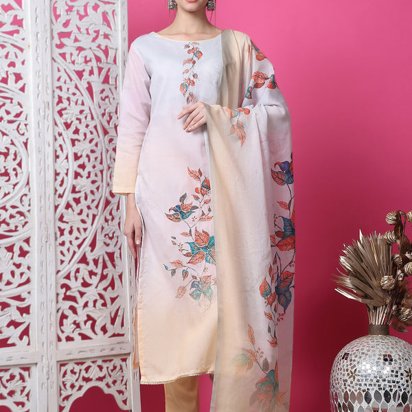 Jyoti Fashion Women's Multicolor Cotton Geometric Digital Print with Jari & Crystal Kurta with Trouser & Dupatta - Distacart