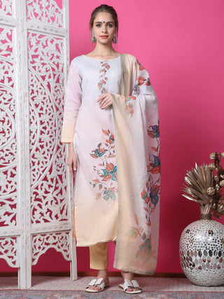 Jyoti Fashion Women's Multicolor Cotton Geometric Digital Print with Jari & Crystal Kurta with Trouser & Dupatta - Distacart