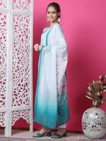 Thumbnail for Jyoti Fashion Women's Multicolor Cotton Geometric Digital Print with Jari & Crystal Kurta with Trouser & Dupatta - Distacart
