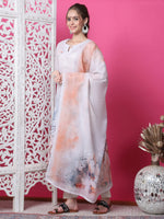 Thumbnail for Jyoti Fashion Women's Beige Cotton Geometric Digital Print with Jari & Crystal Kurta with Trouser & Dupatta - Distacart