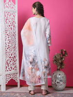 Thumbnail for Jyoti Fashion Women's Beige Cotton Geometric Digital Print with Jari & Crystal Kurta with Trouser & Dupatta - Distacart