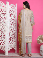Thumbnail for Jyoti Fashion Women's Grey Cotton Floral Digital Print with Resham Thread Work Kurta with Trouser & Dupatta - Distacart