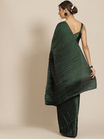 Thumbnail for Jyoti Fashion Women's Green Satin Platted Work Designer Saree with Blouse - Distacart