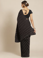 Thumbnail for Jyoti Fashion Women's Black Satin Platted Work Designer Saree with Blouse - Distacart
