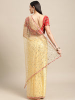 Thumbnail for Jyoti Fashion Women's White Net Embroidered Designer Saree with Blouse - Distacart