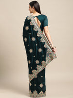 Thumbnail for Jyoti Fashion Women's Green Silk Blend Embroidered Designer Saree with Blouse - Distacart