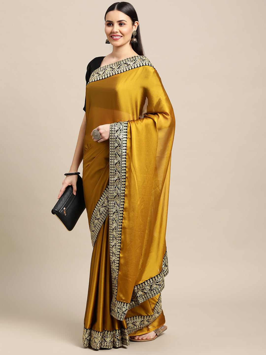 Jyoti Fashion Women's Yellow Rangoli Silk Embroidered Designer Saree with Blouse - Distacart