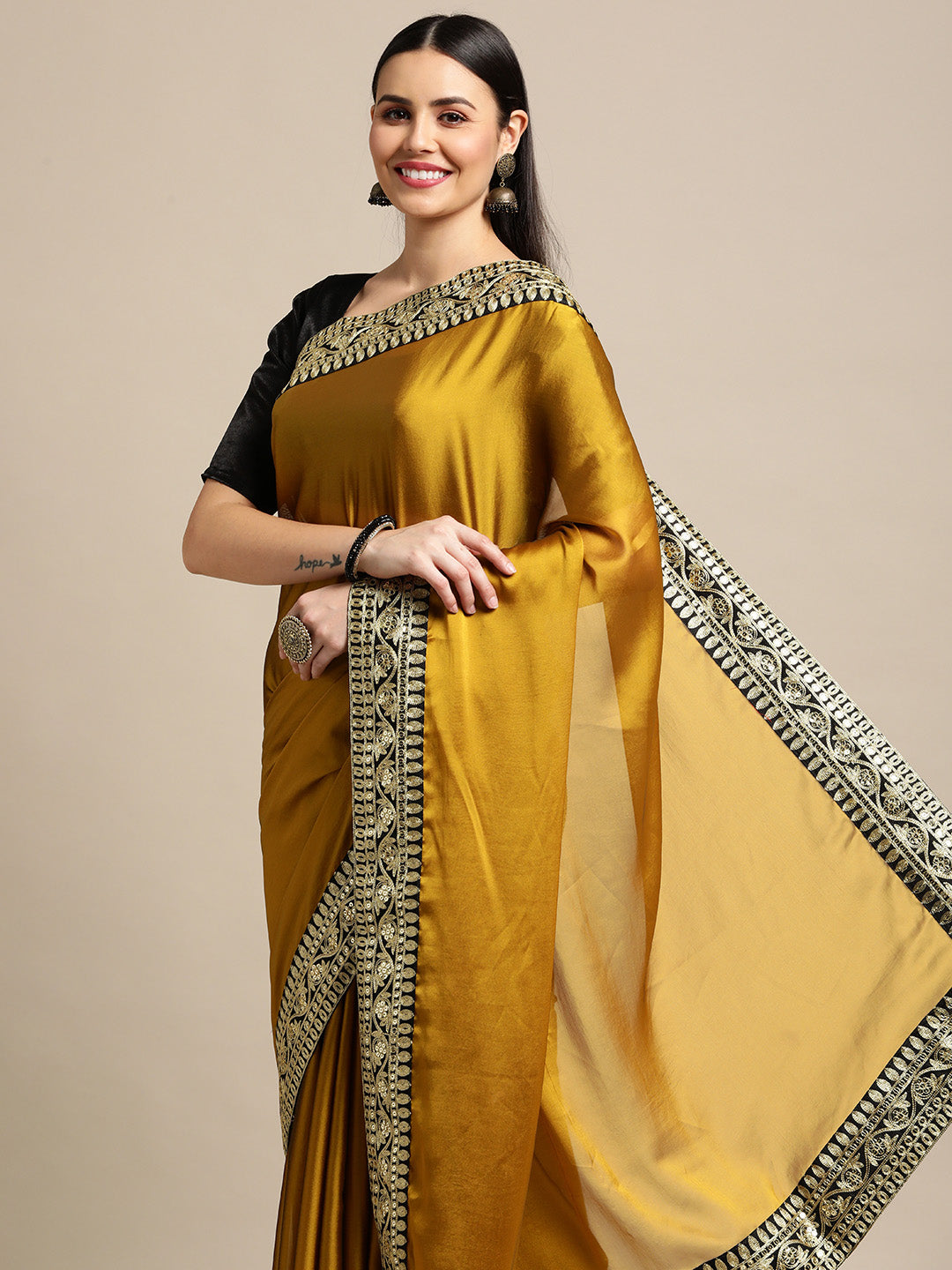 Jyoti Fashion Women's Yellow Rangoli Silk Embroidered Designer Saree with Blouse - Distacart