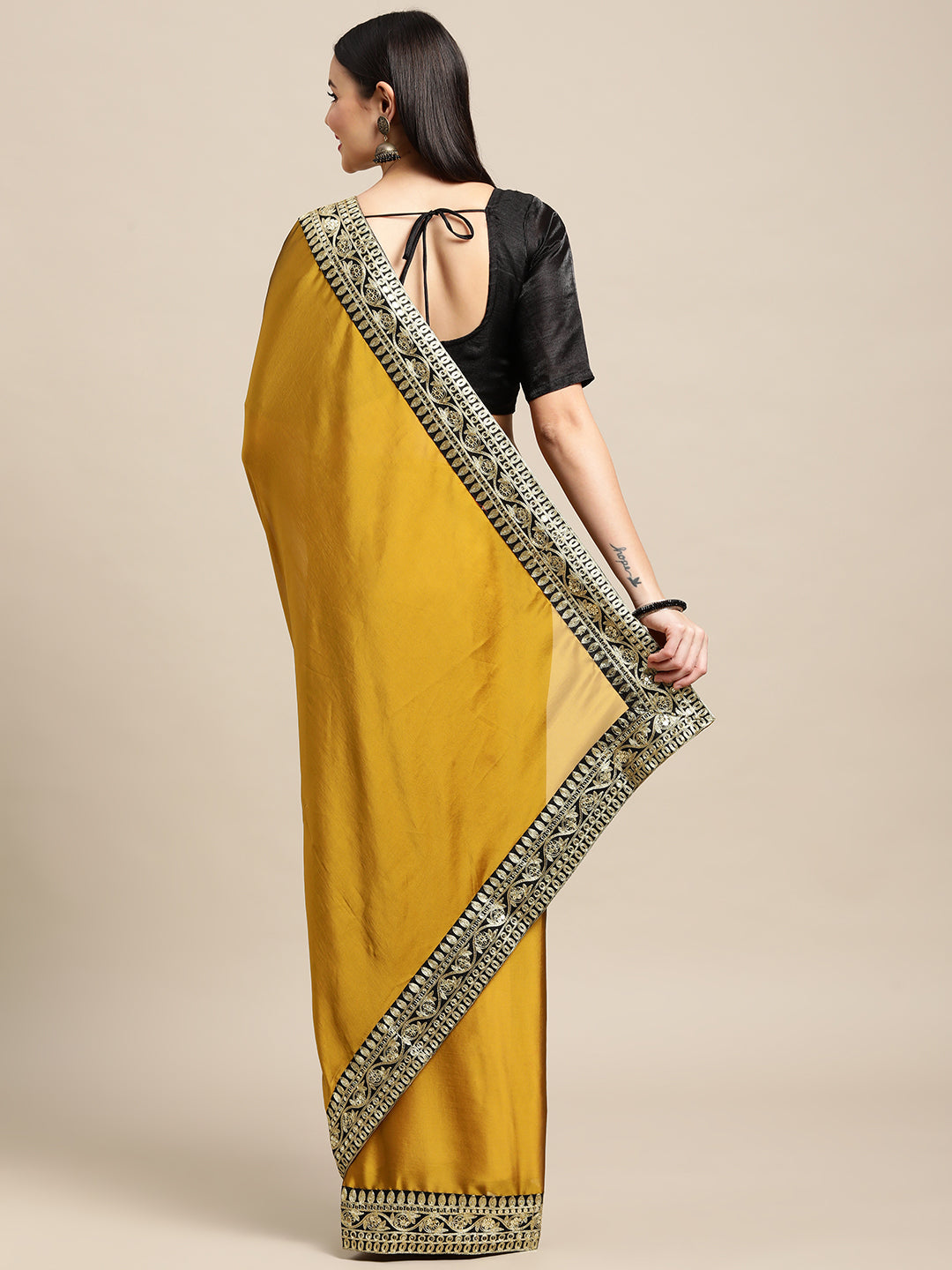 Jyoti Fashion Women's Yellow Rangoli Silk Embroidered Designer Saree with Blouse - Distacart