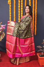 Thumbnail for Jyoti Fashion Women's Black Kanchipuram Silk Zari Woven Saree with Blouse - Distacart