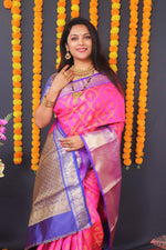 Thumbnail for Jyoti Fashion Women's Pink Kanchipuram Silk Zari Woven Saree with Blouse - Distacart
