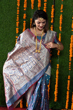 Thumbnail for Jyoti Fashion Women's Grey Handloom Banarasi Silk Zari Woven Saree with Blouse - Distacart