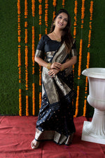 Thumbnail for Jyoti Fashion Women's Black Handloom Banarasi Silk Zari Woven Saree with Blouse - Distacart
