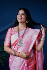 Thumbnail for Jyoti Fashion Women's Peach Soft Banarasi Silk Zari Woven Saree with Blouse - Distacart