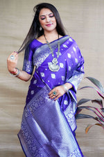 Thumbnail for Jyoti Fashion Women's Royal Blue Soft Banarasi Silk Zari Woven Saree with Blouse - Distacart