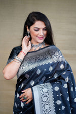 Thumbnail for Jyoti Fashion Women's Black Soft Banarasi Silk Zari Woven Saree with Blouse - Distacart