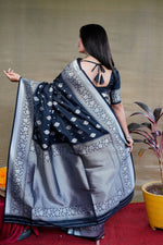 Thumbnail for Jyoti Fashion Women's Black Soft Banarasi Silk Zari Woven Saree with Blouse - Distacart