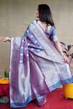 Thumbnail for Jyoti Fashion Women's Grey Soft Banarasi Silk Zari Woven Saree with Blouse - Distacart