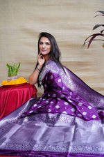 Thumbnail for Jyoti Fashion Women's Purple Soft Banarasi Silk Zari Woven Saree with Blouse - Distacart