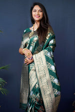 Thumbnail for Jyoti Fashion Women's Green Handloom Banarasi Silk Zari Woven Saree with Blouse - Distacart
