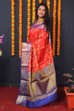 Thumbnail for Jyoti Fashion Women's Red Kanchipuram Silk Zari Woven Saree with Blouse - Distacart