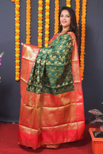 Thumbnail for Jyoti Fashion Women's Green Kanchipuram Silk Zari Woven Saree with Blouse - Distacart