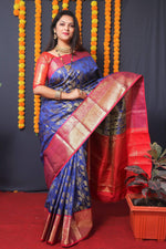 Thumbnail for Jyoti Fashion Women's Blue Kanchipuram Silk Zari Woven Saree with Blouse - Distacart